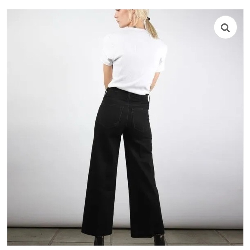 Frame Denim Wide-Leg Crop Black Corduroy Pants